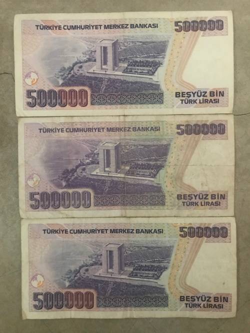 3 X 500 000 Lira Bank of Turkey