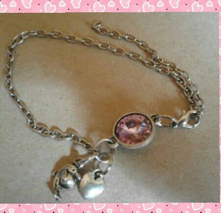 Anklet with extender with purple rhinestone