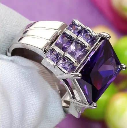 s925 Broad Amethyst cz ring size 7
