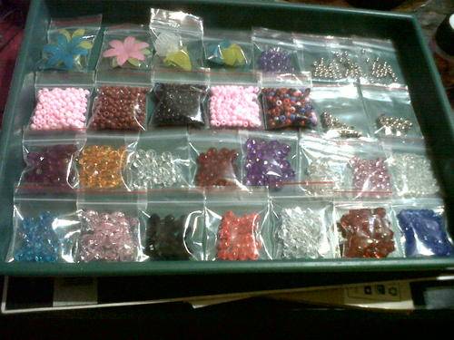 Assortment of acrylic beads,seedbeads,flowers,metal beads and metalized