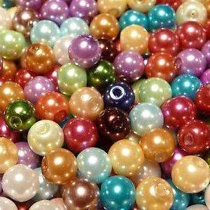 Glass pearls 6,8,10mm in assorted colours(500)bid on 50 pkts of 10 per pkt in assorted sizes