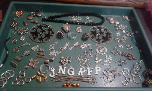 Metal mix assorted (bidding on 60pkts)included 1string of black glass crystal rondelles