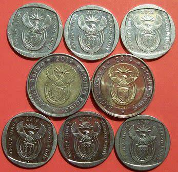 2019 x 2 R5.00 and 6 x R2.00 coins - See description and photo`s.