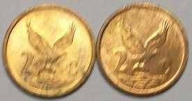South African 2c coins minted 2000 - Old Coat of Arms and New Coat of Arms. Please see photos.