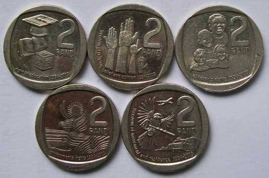 2019 x 5 - R2.00 coins - See description and photo`s.