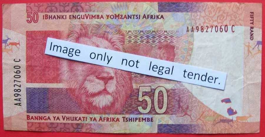 Gill Marcus - 1 X R50.00 note - Serial No`s : AA9827060C. See photos.