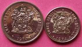 RSA: 1974 - 20c, and 10c nickel coins. See photos below.