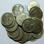 20 circulated S.A. Nickel 20c coins. 2nd decimal issue - No duplicates. See photo below