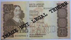 SA R20.00 CL Stals 1st issue Ser. No. BC2469846D. Circulated note.