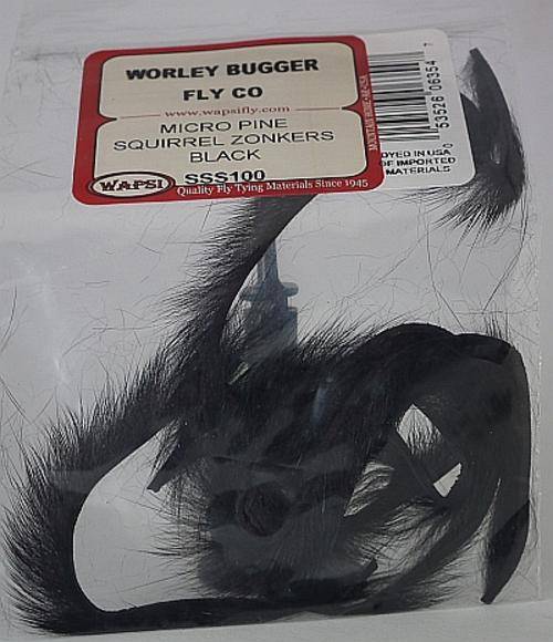 Wapsi Micro Pine Squirrel Zonker Strips - Black  - Fly fishing/Fly tying