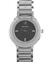 AAA Branded Watches - Pierre Cardin - Ladies - stainless steel / Round Black Dial With Stones