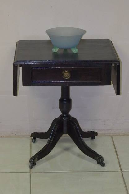A BEAUTIFULLY MADE VINTAGE/ ANTIQUE? "COMPACT" DROP LEAF COFFEE TABLE w/ A SINGLE DRAWER ON CASTORS