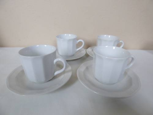 A LOVELY SET OF FOUR "JAPAN STONEWARE" COFFEE CUPS ON SAUCERS, STUNNING ON A TRAY OR YOUR TABLE!!!