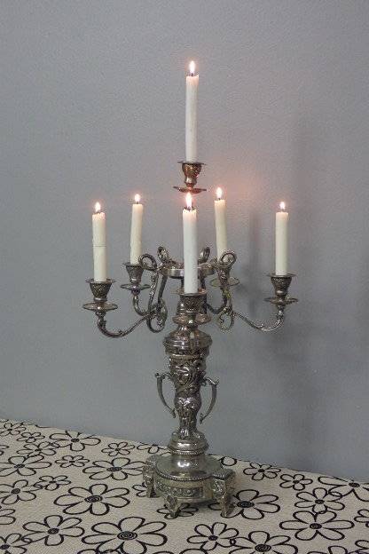 A SPECTACULAR ANTIQUE ORNATE "ART NOUVEAU" SIX CANDLE CANDELABRA IN MAGNIFICENT CONDITION