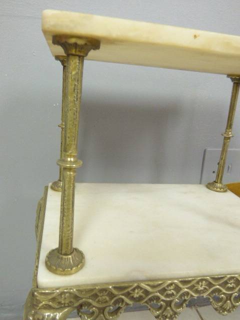 A SUPERB VINTAGE QUEEN ANNE STYLE SOLID BRASS & MARBLE TELEPHONE TABLE IN GREAT CONDITION!!