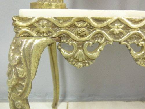 A SUPERB VINTAGE QUEEN ANNE STYLE SOLID BRASS & MARBLE TELEPHONE TABLE IN GREAT CONDITION!!