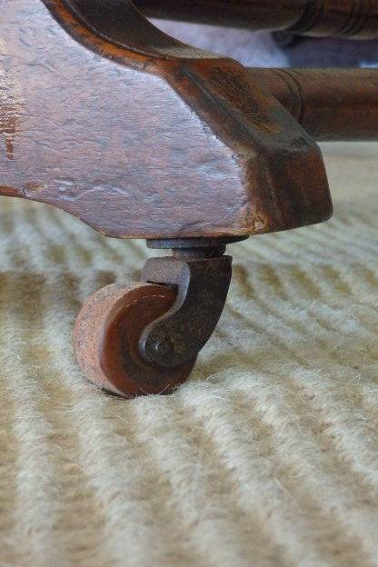 A MAGNIFICENT ANTIQUE VICTORIAN TURNED BEECH WOOD "AMERICAN" MECHANICAL ROCKING CHAIR