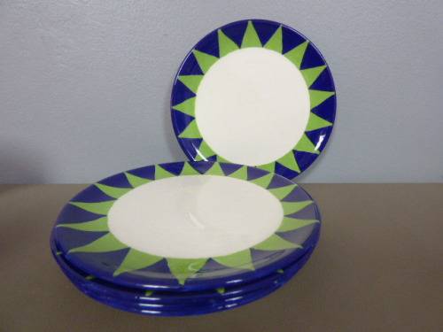 5 STUNNING "HAND PAINTED" CERAMIC PLATES. AMAZING COLOURS TO BRIGHTEN UP YOUR SUMMER TABLE!!!