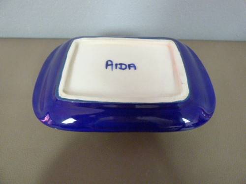 A FUNKY "HAND PAINTED" CERAMIC BUTTER DISH. AMAZING COLOURS TO BRIGHTEN UP YOUR SUMMER TABLE!!!