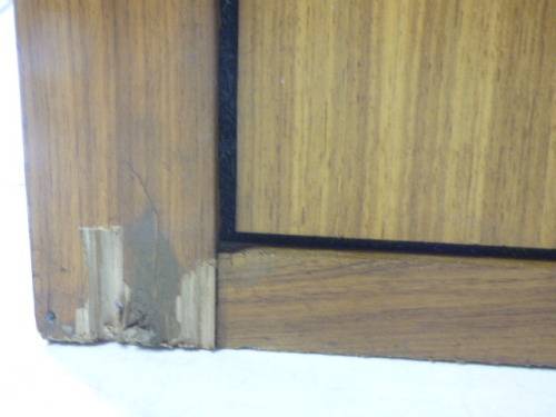 A STUNNING LARGE VINTAGE TEAK EXECUTIVE DESK w 4 DRAWERS & A CUPBOARD. STUNNING CHARACTER & CHARM!
