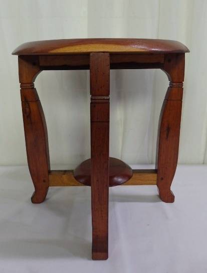 AN AWESOME AND SOLIDLY MADE SOLID TEAK FOUR-LEGGED STOOL IN EXCELLENT CONDITION