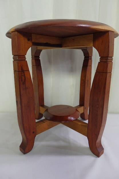 AN AWESOME AND SOLIDLY MADE SOLID TEAK FOUR-LEGGED STOOL IN EXCELLENT CONDITION