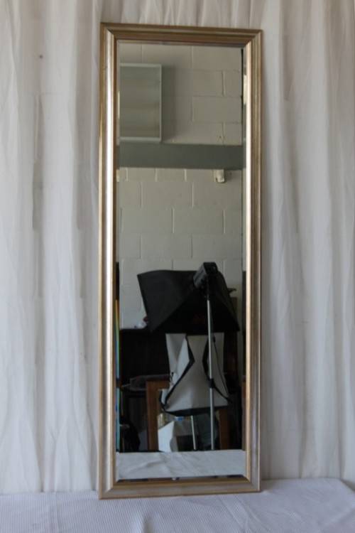 AN AWESOME FULL LENGTH "BEVELED GLASS" WALL MIRROR WITH A BEAUTIFUL ANTIQUE GOLD FRAME