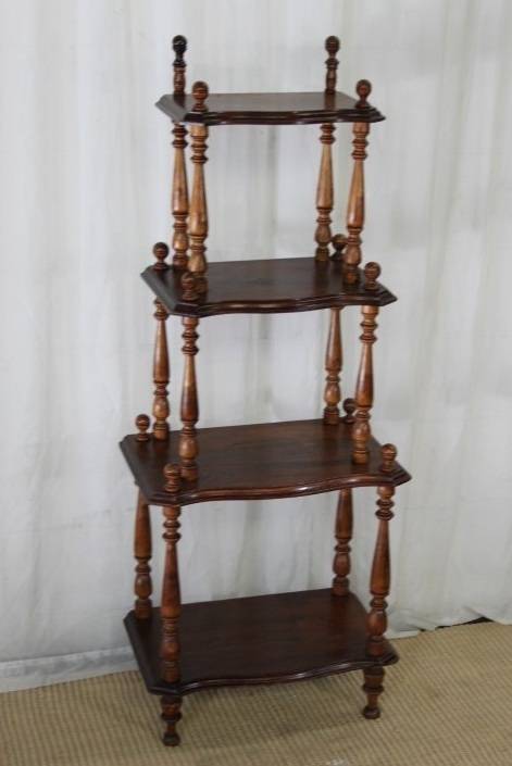 A STUNNING TALL VINTAGE FOUR-TIER "WHATNOT" DISPLAY SHELF IN GREAT CONDITION