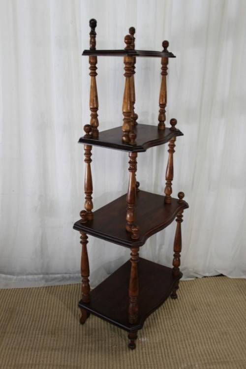 A STUNNING TALL VINTAGE FOUR-TIER "WHATNOT" DISPLAY SHELF IN GREAT CONDITION