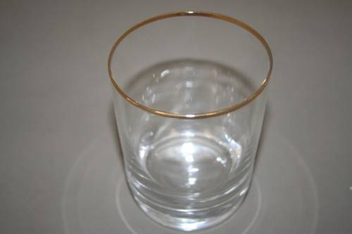 TWO FABULOUS GOLD RIMMED DRINKING GLASSES, IN STUNNING CONDITION = GREAT COCKTAIL GLASSES
