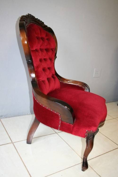 TWO SPECTACULAR ANTIQUE VICTORIAN ROSEWOOD LADIES PARLOUR CHAIRS w/ DEEP BUTTON DETAILING bid/chair