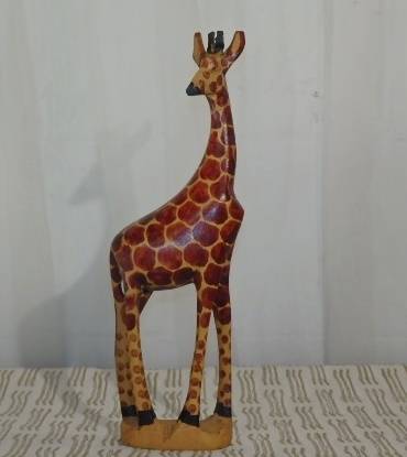 A STUNNING COLLECTION OF SIX WOODEN CARVED ANIMAL FIGURINES INCLUDING A STUNNING PAINTED ELEPHANT