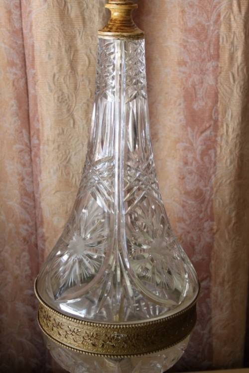 **RS17** An incredible super-rare West German made (large) hand cut lead crystal table lamp
