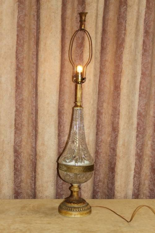 **RS17** An incredible super-rare West German made (large) hand cut lead crystal table lamp