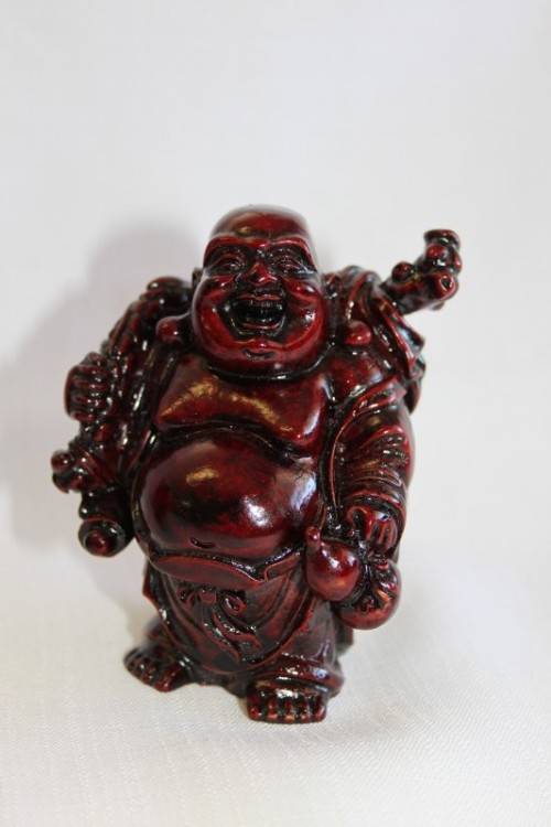 TWO AWESOME CHINESE "LAUGHING BUDDHA'S" (BUDAI) IN A TRADITIONAL RED LACQUERED FINISH bid/buddha