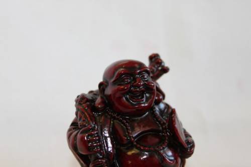 TWO AWESOME CHINESE "LAUGHING BUDDHA'S" (BUDAI) IN A TRADITIONAL RED LACQUERED FINISH bid/buddha