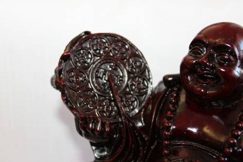 AN EXQUISITE (LARGE) CHINESE LAUGHING BUDDHA (BUDAI) IN A TRADITIONAL RED LACQUERED FINISH