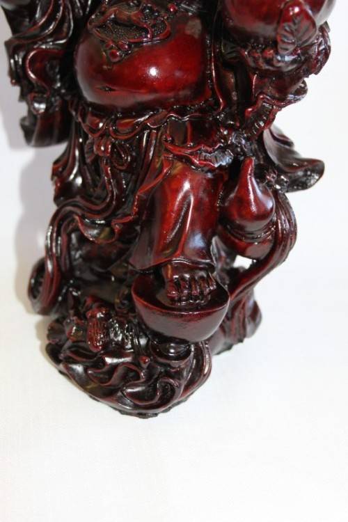 AN EXQUISITE (LARGE) CHINESE LAUGHING BUDDHA (BUDAI) IN A TRADITIONAL RED LACQUERED FINISH