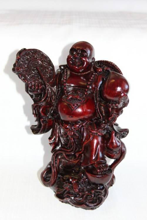 AN EXQUISITE (LARGE) CHINESE LAUGHING BUDDHA (BUDAI) IN A TRADITIONAL RED LACQUERED FINISH