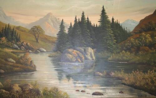 Awesome original signed & framed oil on board landscape painting by SA artist "E. Korub" - RS17Sale