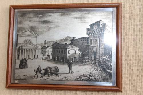 A FANTASTIC FRAMED ITALIAN MADE 925 SILVER (STAMPED) ETCHING OF THE "SAN COLOMBANO" BASILICA
