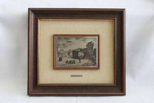 A FANTASTIC FRAMED ITALIAN MADE 925 SILVER (STAMPED) ETCHING OF THE "SAN COLOMBANO" BASILICA