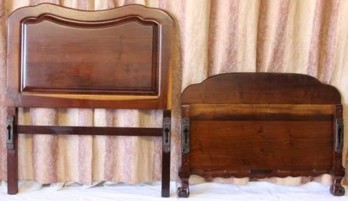 A SUPERB ANTIQUE SOLID STINK WOOD BALL AND CLAW HEADBOARD AND FOOT BOARD SET