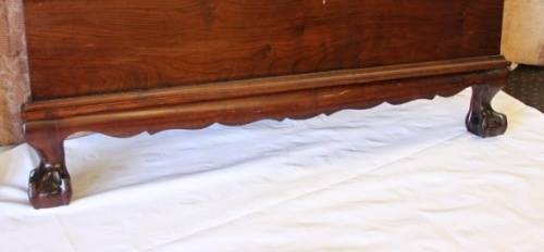 A SUPERB ANTIQUE SOLID STINK WOOD BALL AND CLAW HEADBOARD AND FOOT BOARD SET