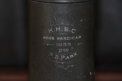 An amazing antique (c1933) rare engraved pewter vase in wonderful condition