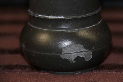 An amazing antique (c1933) rare engraved pewter vase in wonderful condition