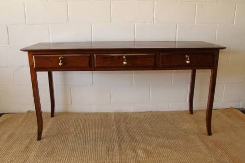 Spectacular teak buffet console/hall table with three spacious drawers in remarkable condition
