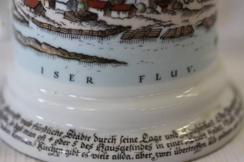 An awesome vintage white German made ceramic (lidded) Stein with "Munich" related transfer prints