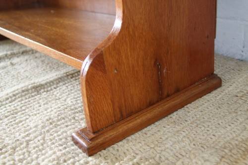 An incredible vintage solid oak roll top writing bureau with pull out writing top - very compact!