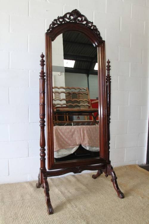A spectacular antique Victorian large rosewood ball and claw cheval mirror - 1,9m high!
